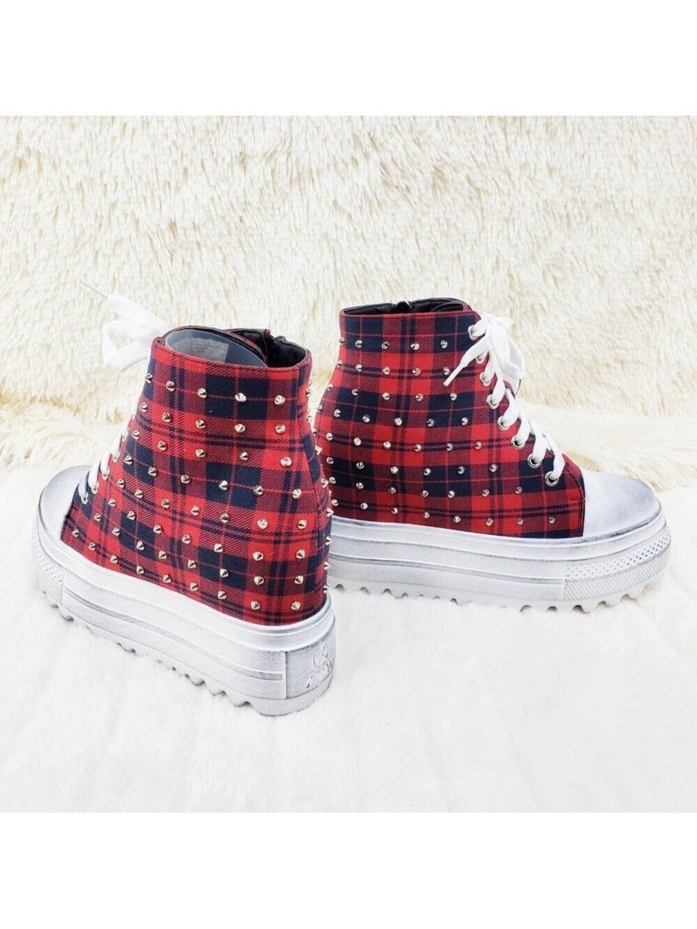 Plaid Platform Goth Punk Ankle Sneaker Boots